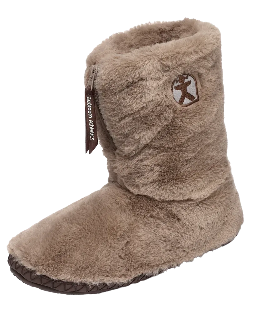 Monroe Faux Fur Slipper Boots in Deep Taupe