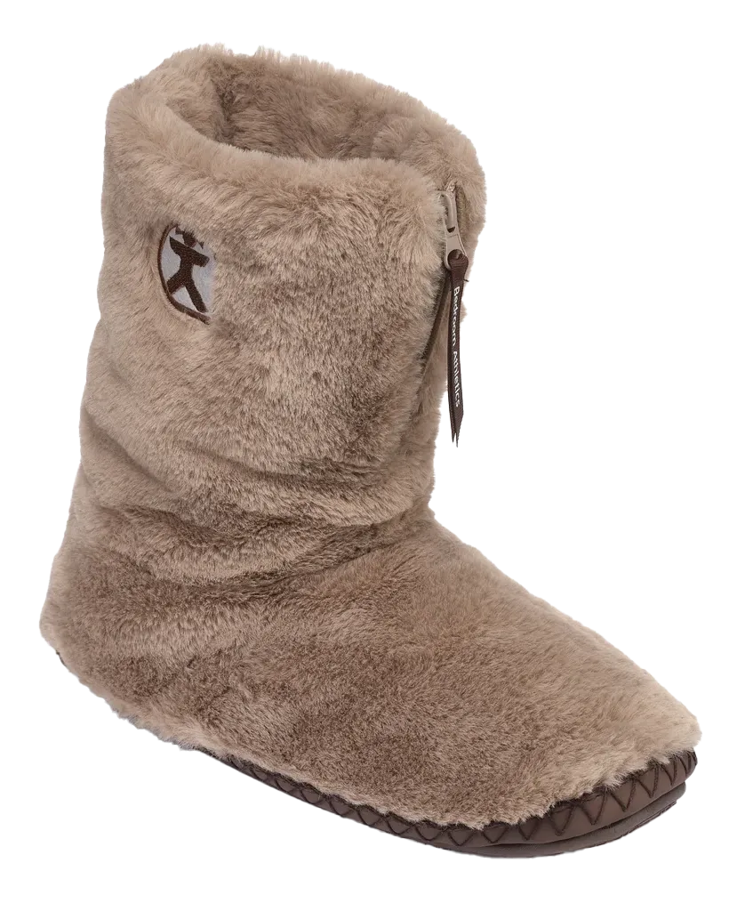 Monroe Faux Fur Slipper Boots in Deep Taupe