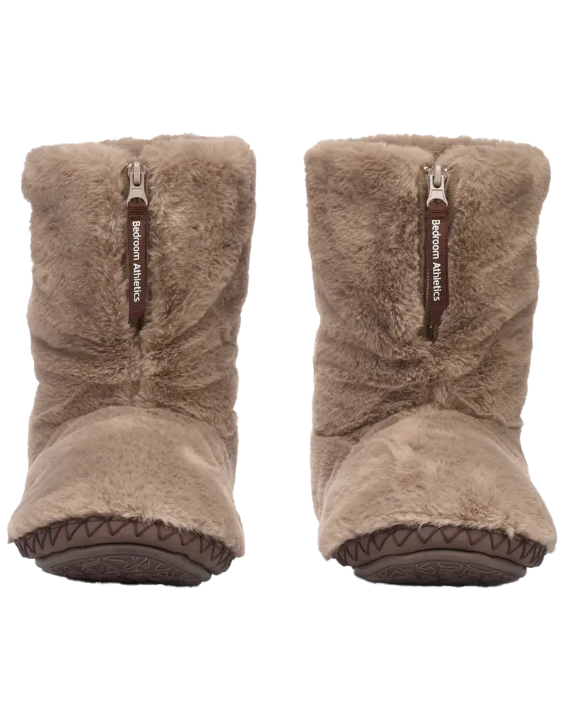 Monroe Faux Fur Slipper Boots in Deep Taupe