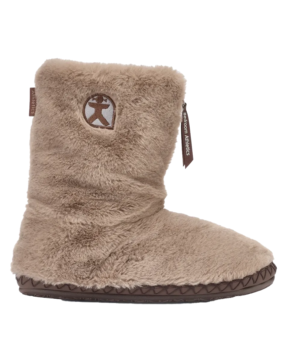 Monroe Faux Fur Slipper Boots in Deep Taupe