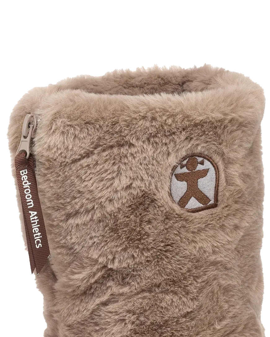 Monroe Faux Fur Slipper Boots in Deep Taupe