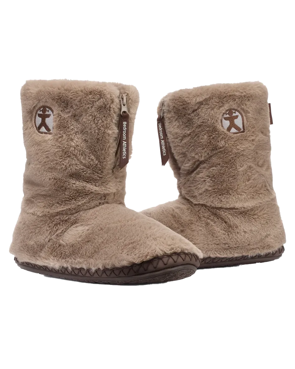 Monroe Faux Fur Slipper Boots in Deep Taupe