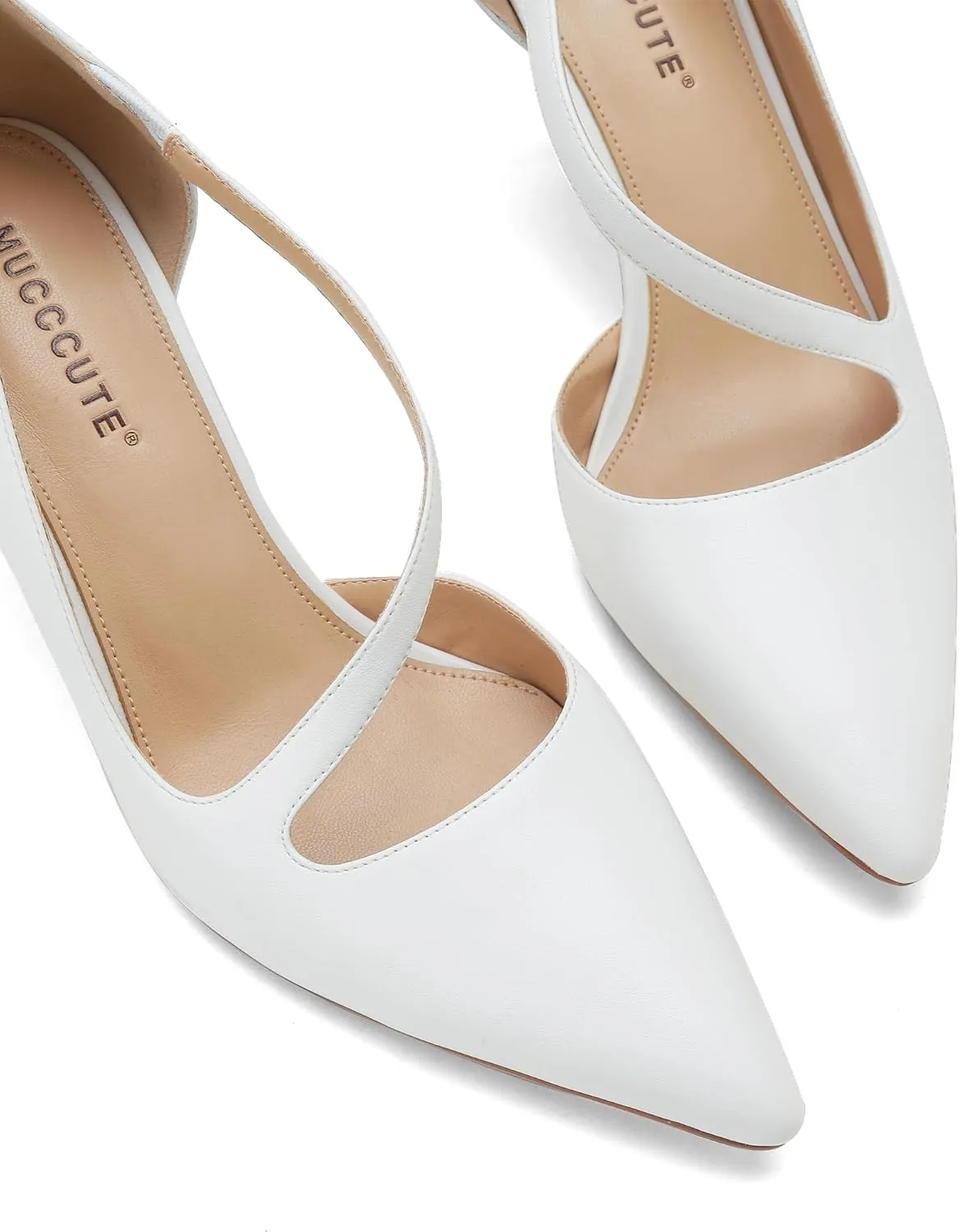 MUCCCUTE Women's Comfortable Pumps 3 inch Closed Pointed Toe High Heels for Ladies Wedding Dress Shoes D'Orsay Stiletto Cross Strap Slip On