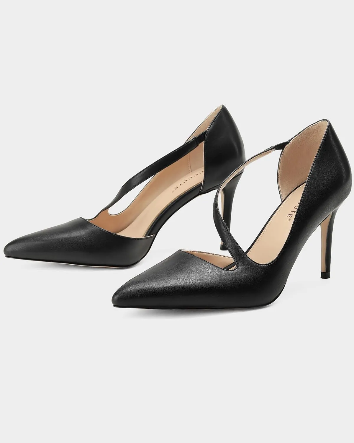 MUCCCUTE Women's Comfortable Pumps 3 inch Closed Pointed Toe High Heels for Ladies Wedding Dress Shoes D'Orsay Stiletto Cross Strap Slip On