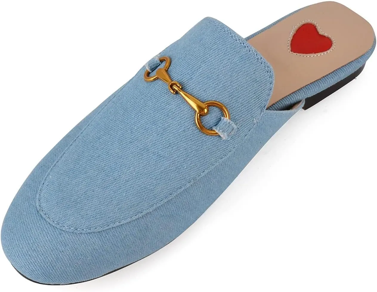 Mules for Women Comfort Slip On Leather Flats Closed Pointed Toe Slides with Metal Decoration Backless Loafers