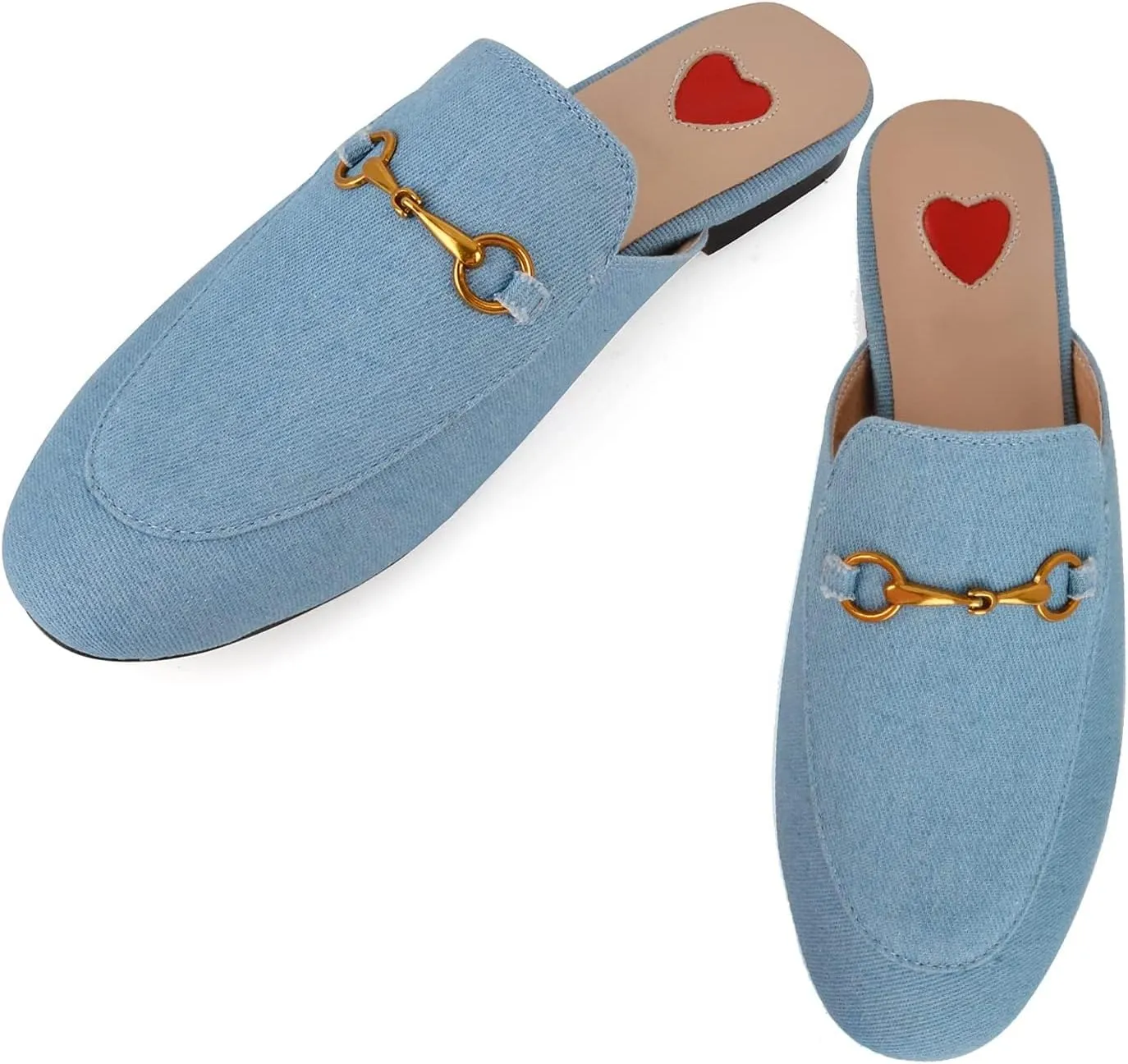 Mules for Women Comfort Slip On Leather Flats Closed Pointed Toe Slides with Metal Decoration Backless Loafers