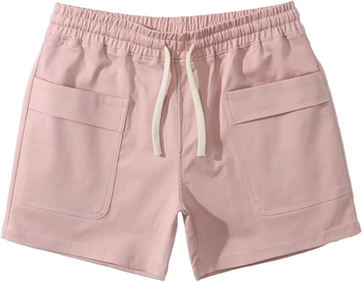 Muscularfit Mens Shorts Casual Stretch Waist Cotton Shorts Multi Pocket Drawstring Elastic Waist Cargo Shorts Regular Shorts