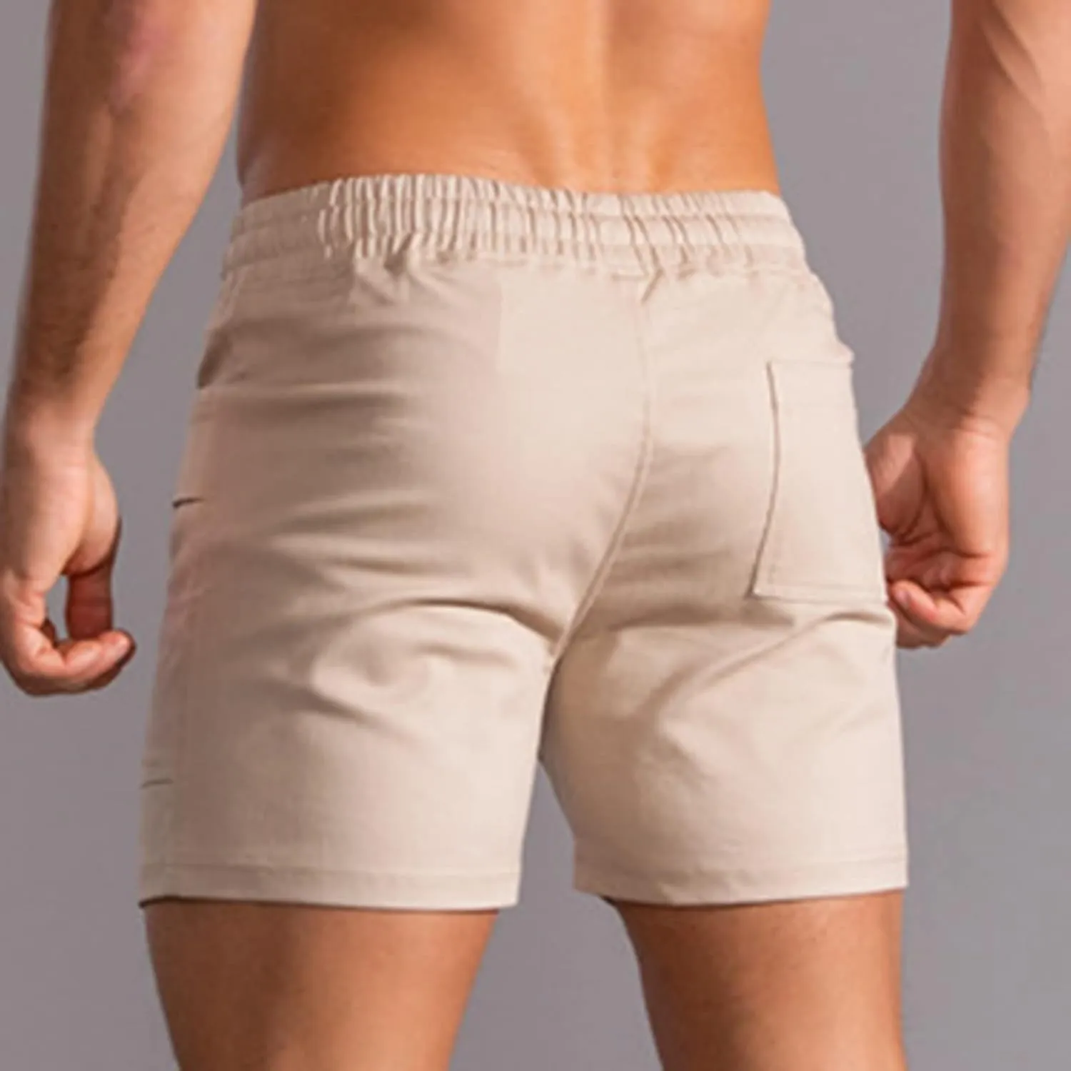 Muscularfit Mens Shorts Casual Stretch Waist Cotton Shorts Multi Pocket Drawstring Elastic Waist Cargo Shorts Regular Shorts
