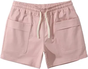 Muscularfit Mens Shorts Casual Stretch Waist Cotton Shorts Multi Pocket Drawstring Elastic Waist Cargo Shorts Regular Shorts