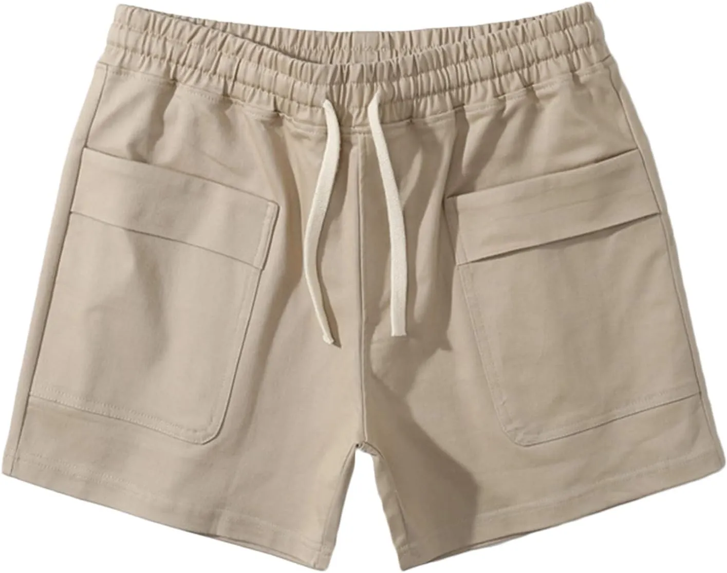 Muscularfit Mens Shorts Casual Stretch Waist Cotton Shorts Multi Pocket Drawstring Elastic Waist Cargo Shorts Regular Shorts