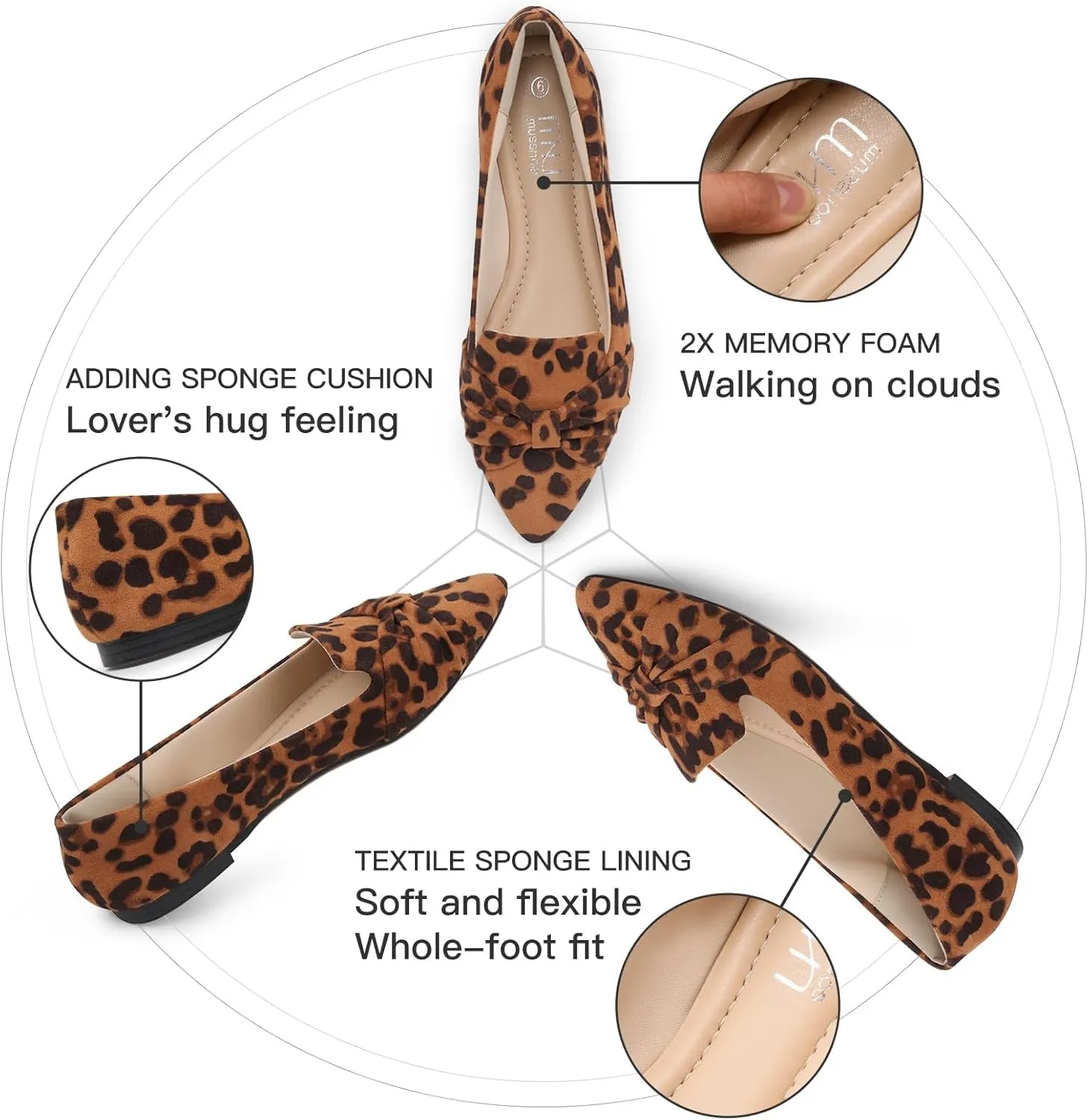 MUSSHOE Flat Shoes Women Comfortable Slip on Women's Flats Dress Shoes for Women