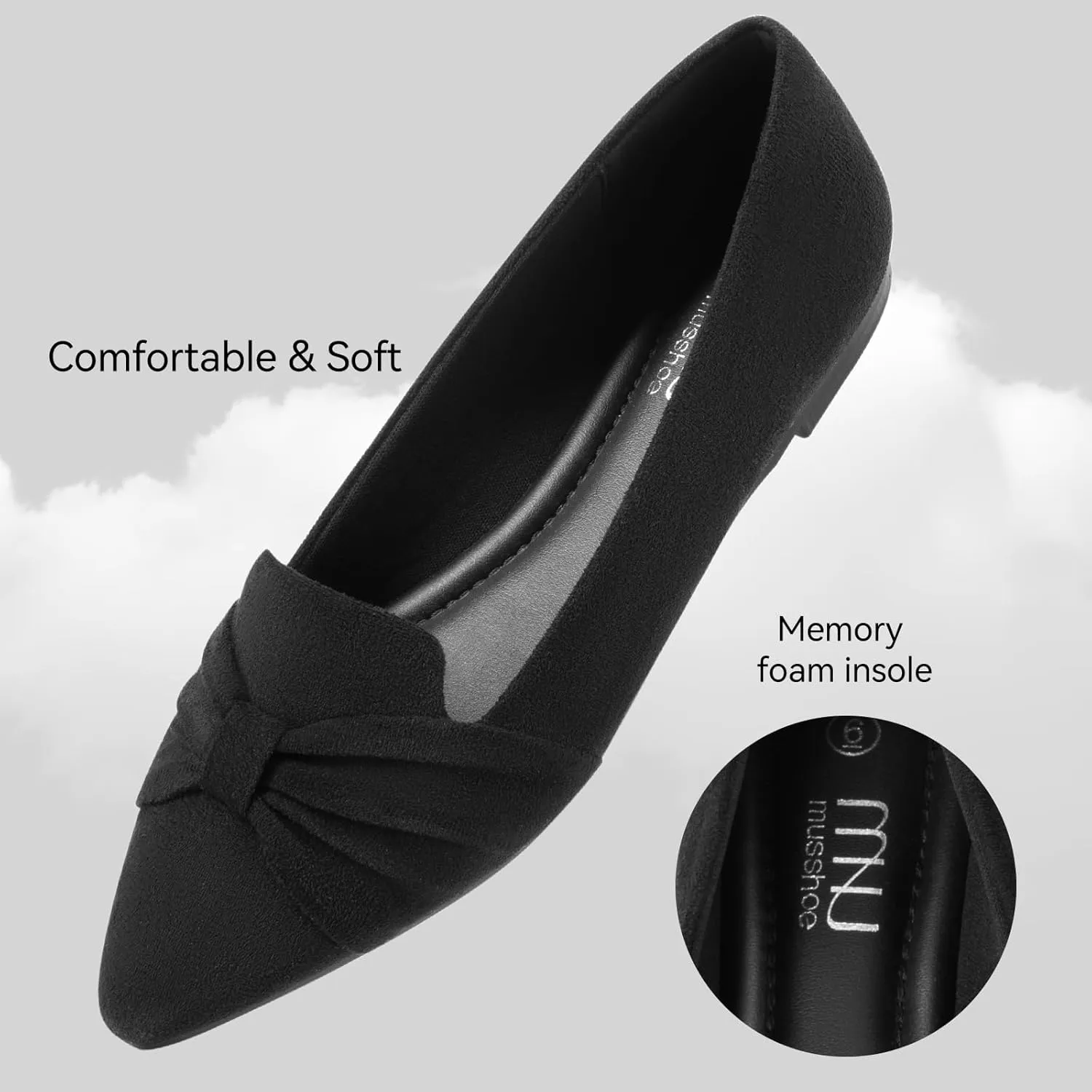 MUSSHOE Flat Shoes Women Comfortable Slip on Women's Flats Dress Shoes for Women