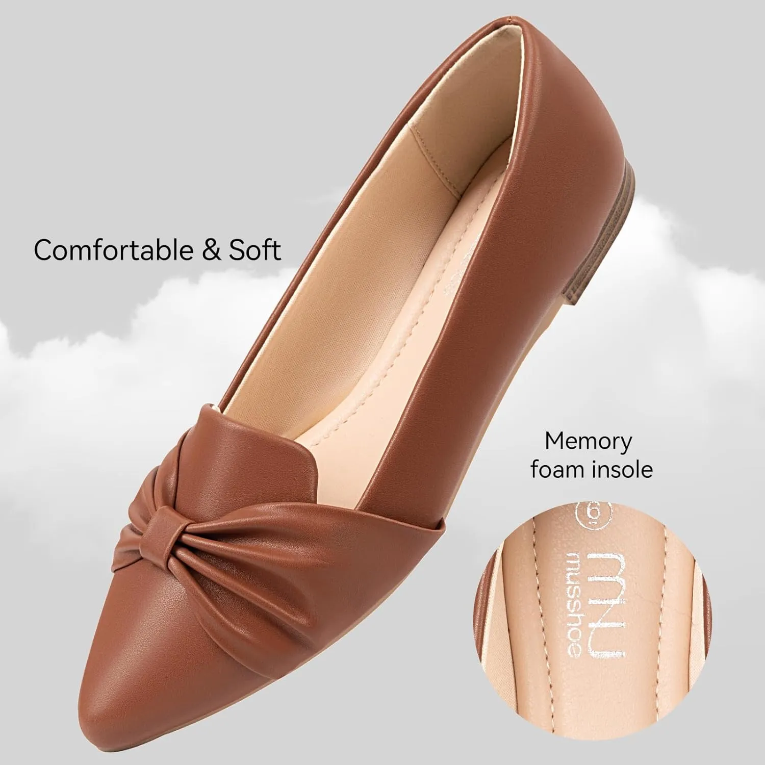 MUSSHOE Flat Shoes Women Comfortable Slip on Women's Flats Dress Shoes for Women