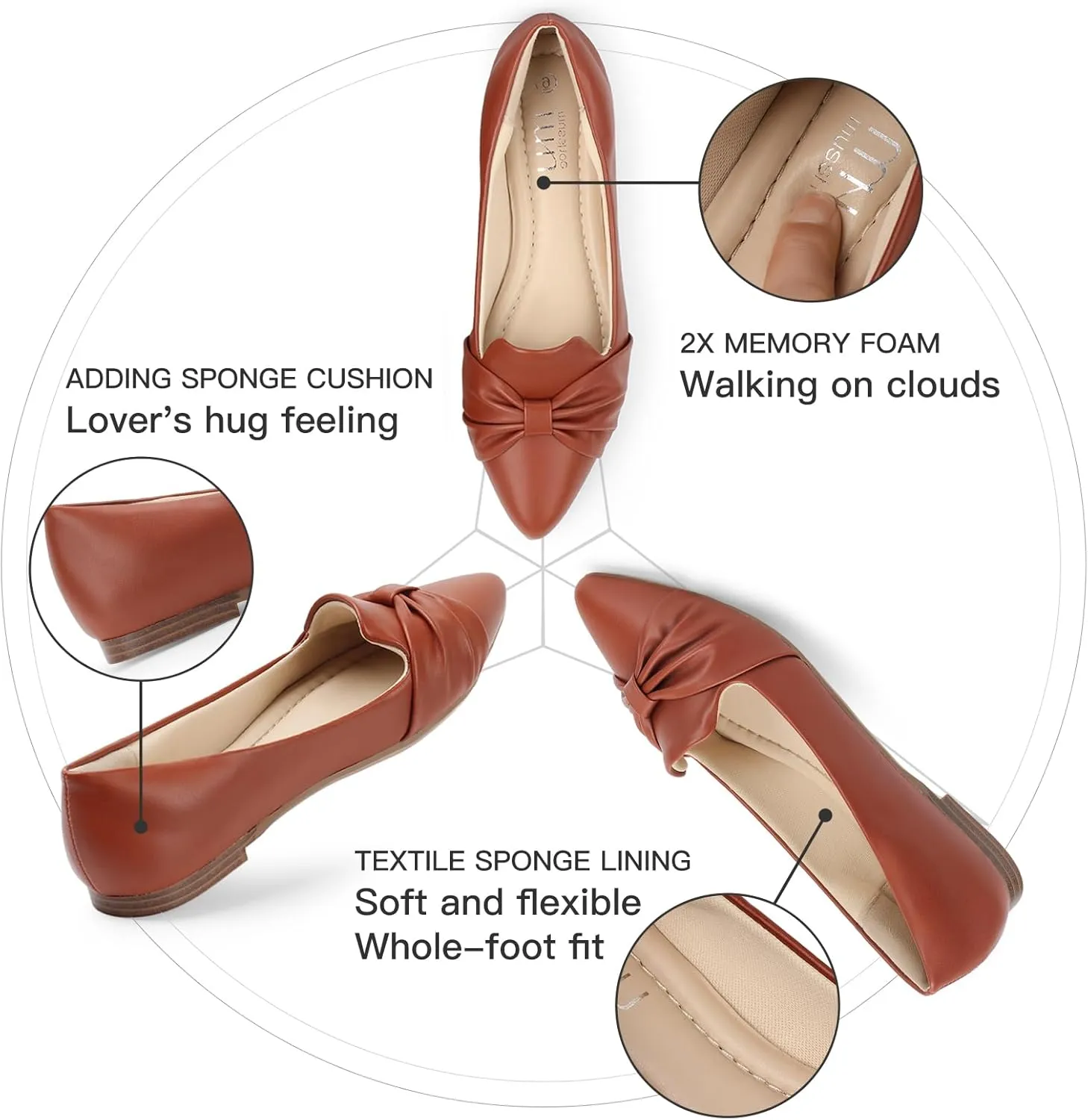 MUSSHOE Flat Shoes Women Comfortable Slip on Women's Flats Dress Shoes for Women