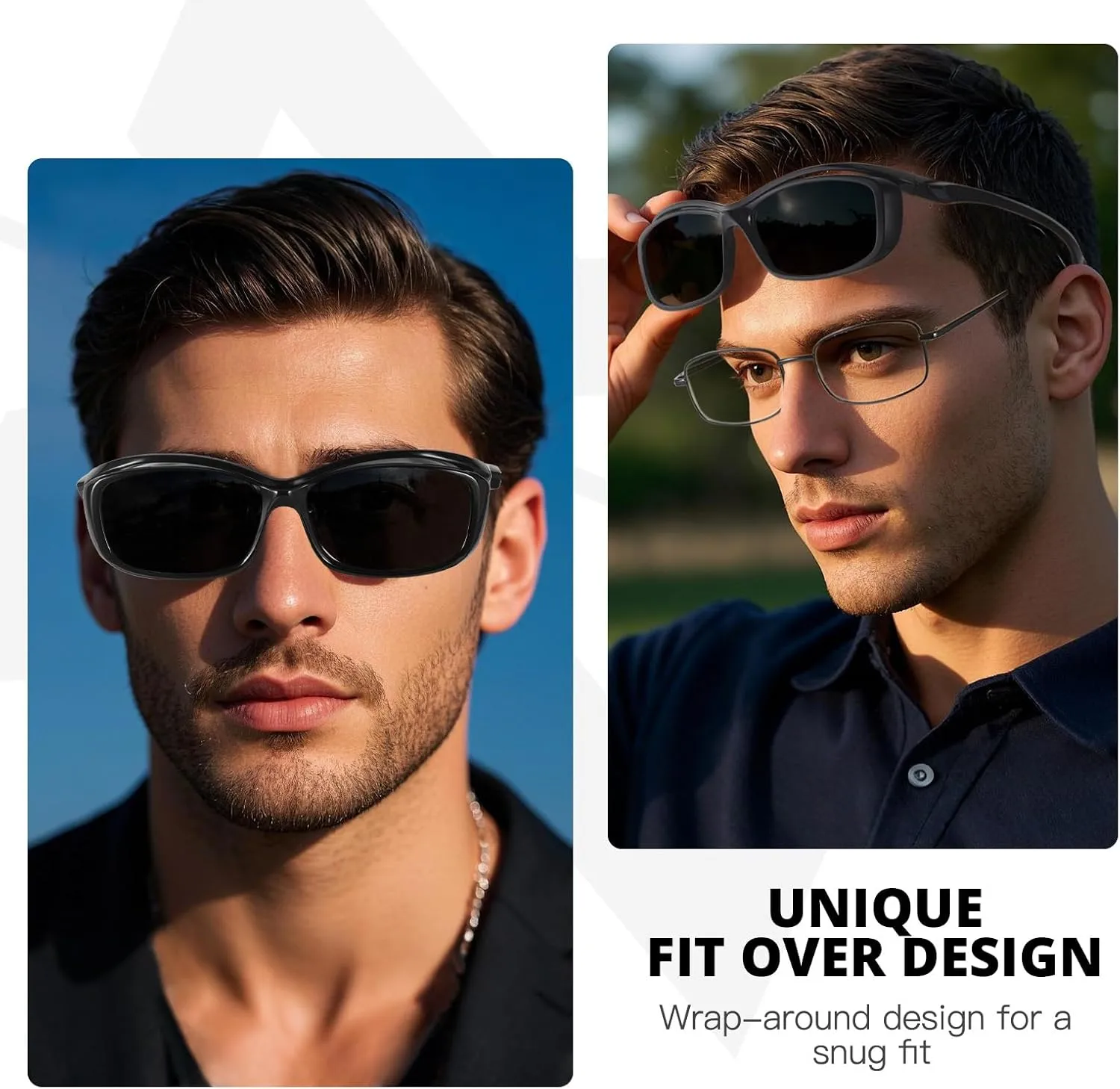 Myiaur Sleek Fit Over Glasses Sunglasses for Men Women, Polarized Over Eyeglasses Flexible Temple for Rectangle/Small Glasses