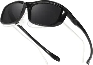 Myiaur Sleek Fit Over Glasses Sunglasses for Men Women, Polarized Over Eyeglasses Flexible Temple for Rectangle/Small Glasses