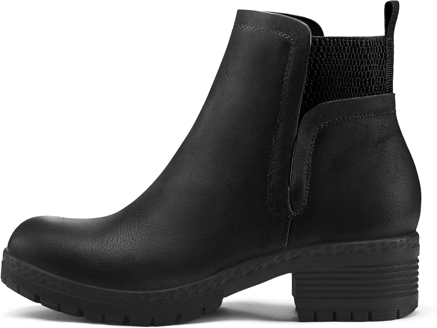 mysoft Women's Elastic Gore Lug Sole Chelsea Boots Slip On Platform Chunky Heel Ankle Booties