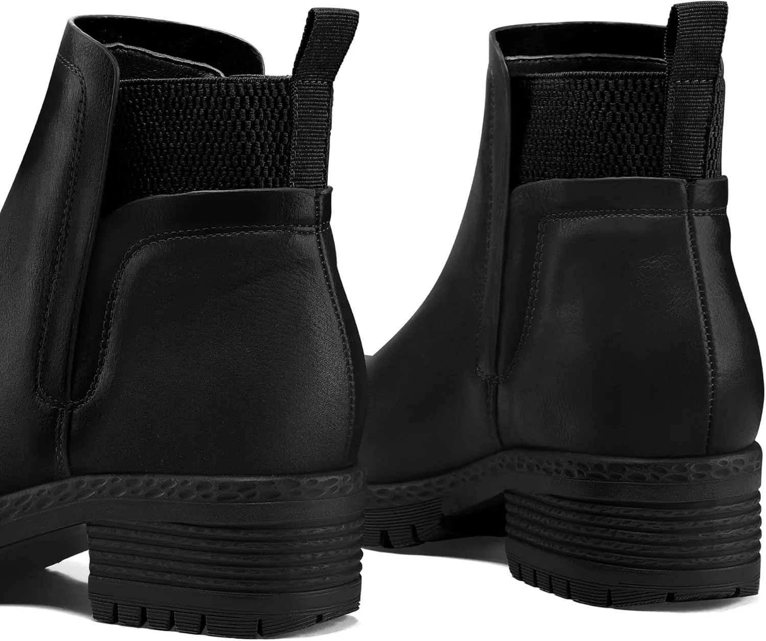 mysoft Women's Elastic Gore Lug Sole Chelsea Boots Slip On Platform Chunky Heel Ankle Booties