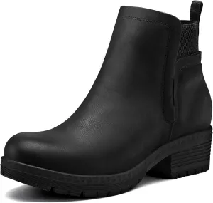 mysoft Women's Elastic Gore Lug Sole Chelsea Boots Slip On Platform Chunky Heel Ankle Booties