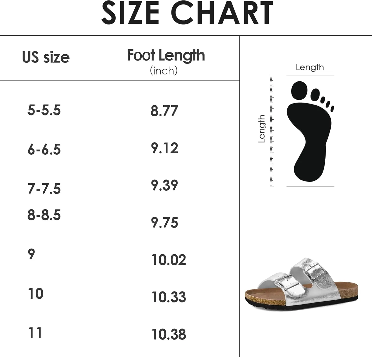 mysoft Womens Flat Sandals Cork Footbed Slides 2 Straps Adjustable Buckle Slip On Summer with  Comfort Shoes