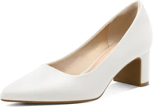 mysoft Women's Pointed Toe Pumps 2 Inch Chunky Block Low Heels Dressy Shoes Slip On Pumps