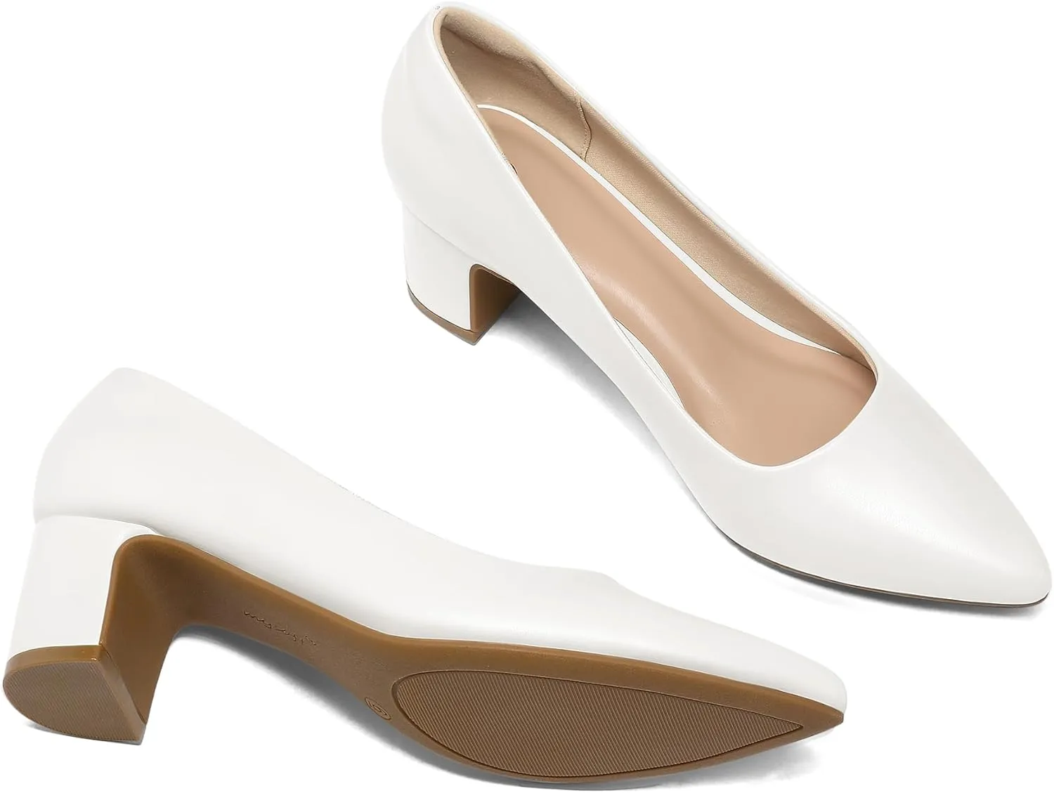 mysoft Women's Pointed Toe Pumps 2 Inch Chunky Block Low Heels Dressy Shoes Slip On Pumps