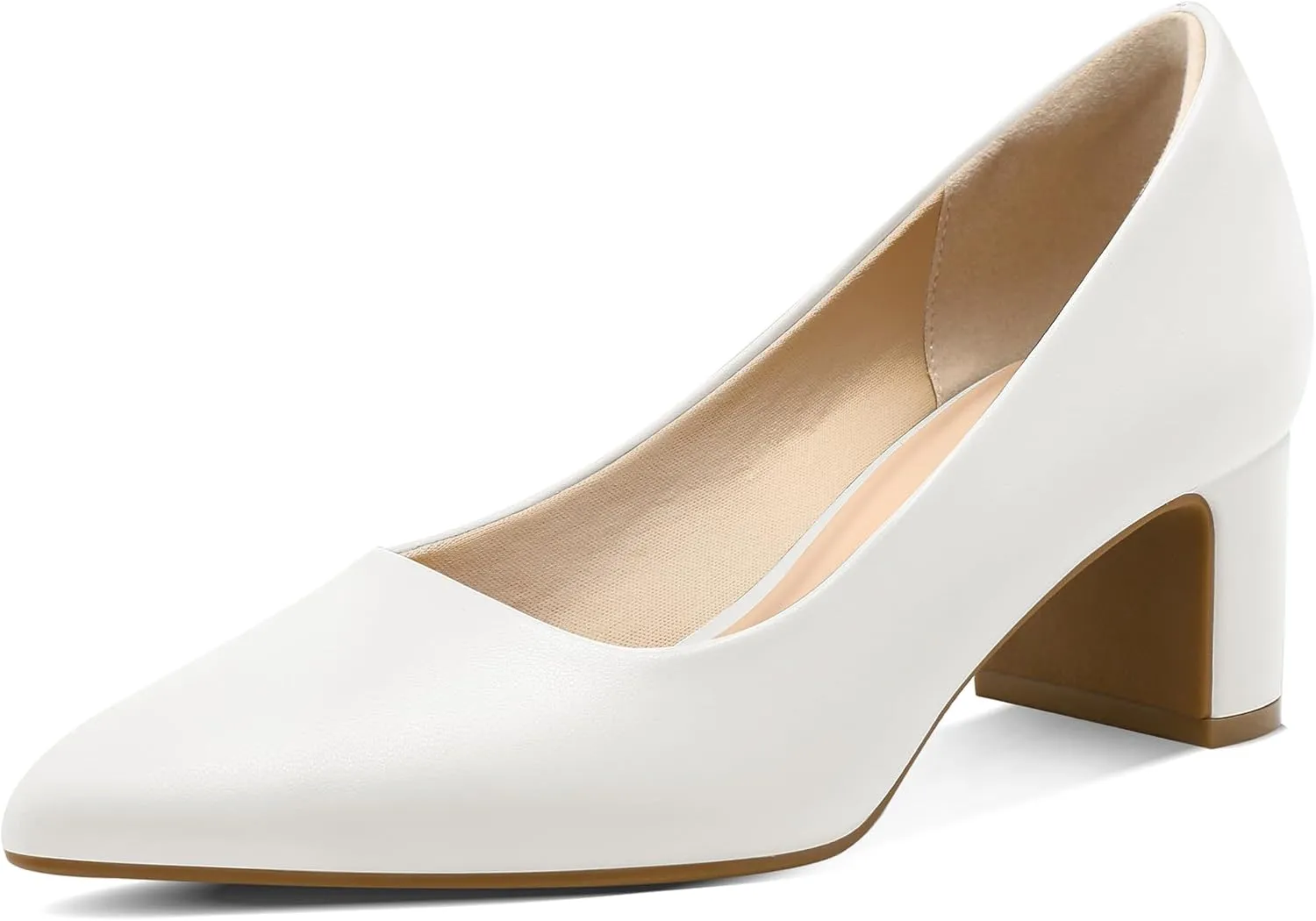 mysoft Women's Pointed Toe Pumps 2 Inch Chunky Block Low Heels Dressy Shoes Slip On Pumps