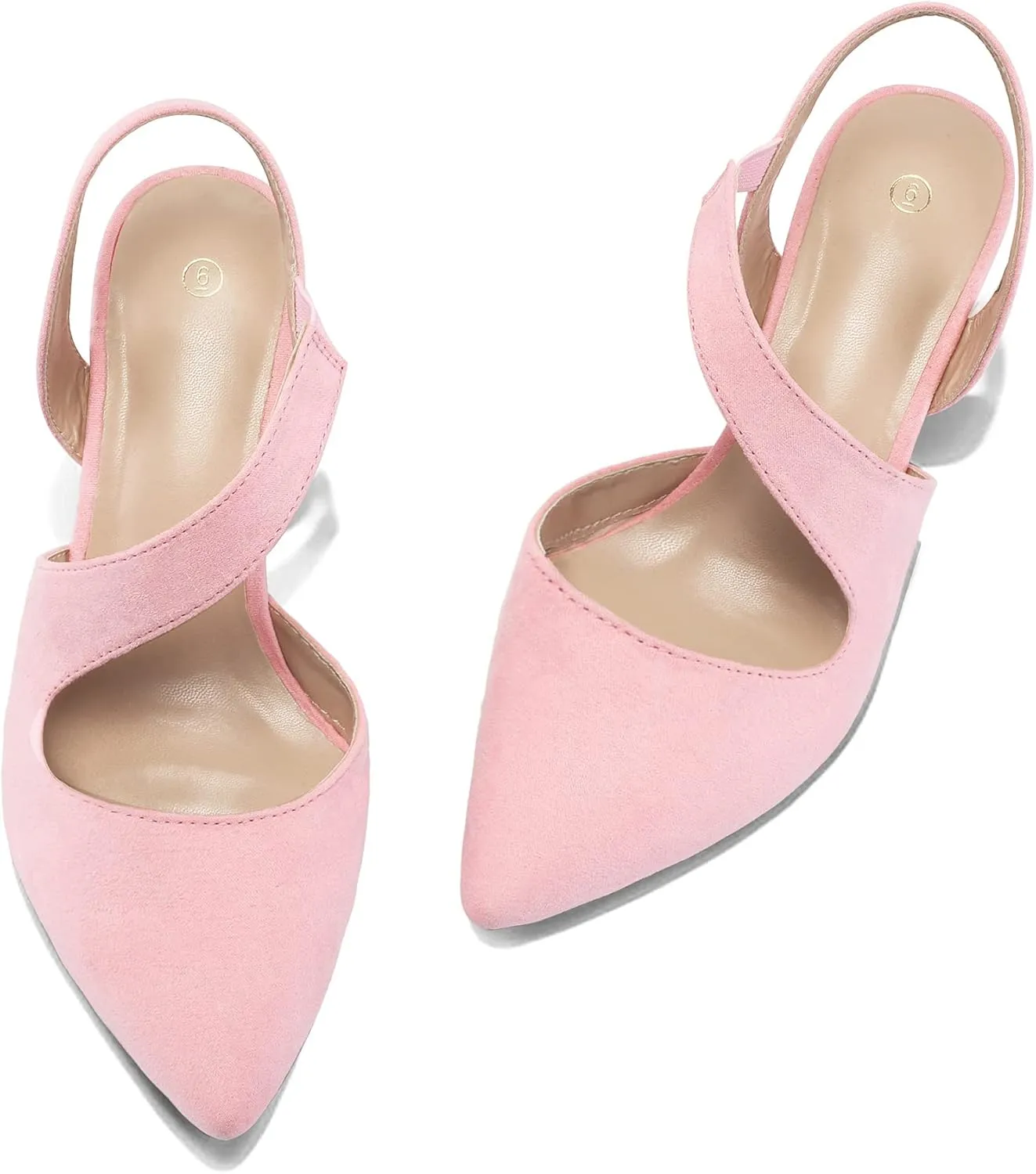 mysoft Women's Pumps 2 inch Low Heel Pointed Toe Slingback Wedding Party Dress Shoes