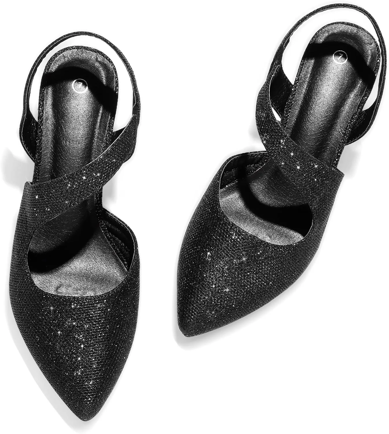 mysoft Women's Pumps 2 inch Low Heel Pointed Toe Slingback Wedding Party Dress Shoes