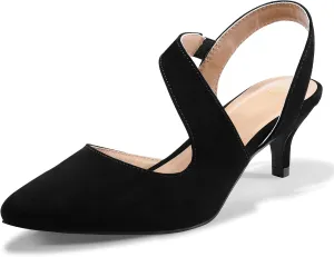 mysoft Women's Pumps 2 inch Low Heel Pointed Toe Slingback Wedding Party Dress Shoes