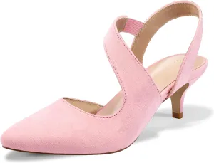 mysoft Women's Pumps 2 inch Low Heel Pointed Toe Slingback Wedding Party Dress Shoes