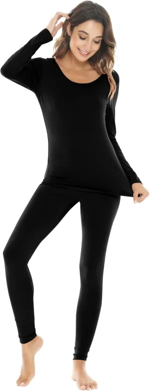 NACHILA Thermal Underwear for Women-Viscose Made from Bamboo,Soft Long Johns Set Base Layer Pajamas Set Long Sleeve Pjs