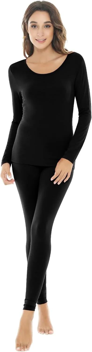 NACHILA Thermal Underwear for Women-Viscose Made from Bamboo,Soft Long Johns Set Base Layer Pajamas Set Long Sleeve Pjs