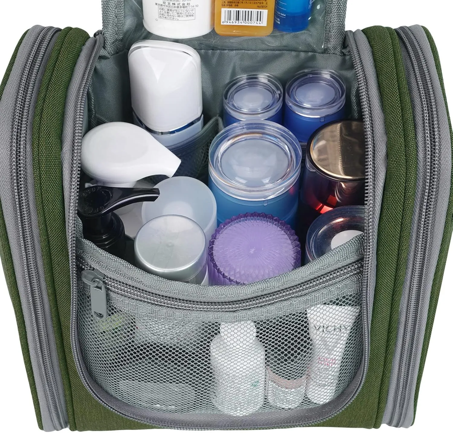 Narwey Small Hanging Travel Toiletry Bag Cosmetic Make up Organizer for Women and Men (Medium, Army Green)
