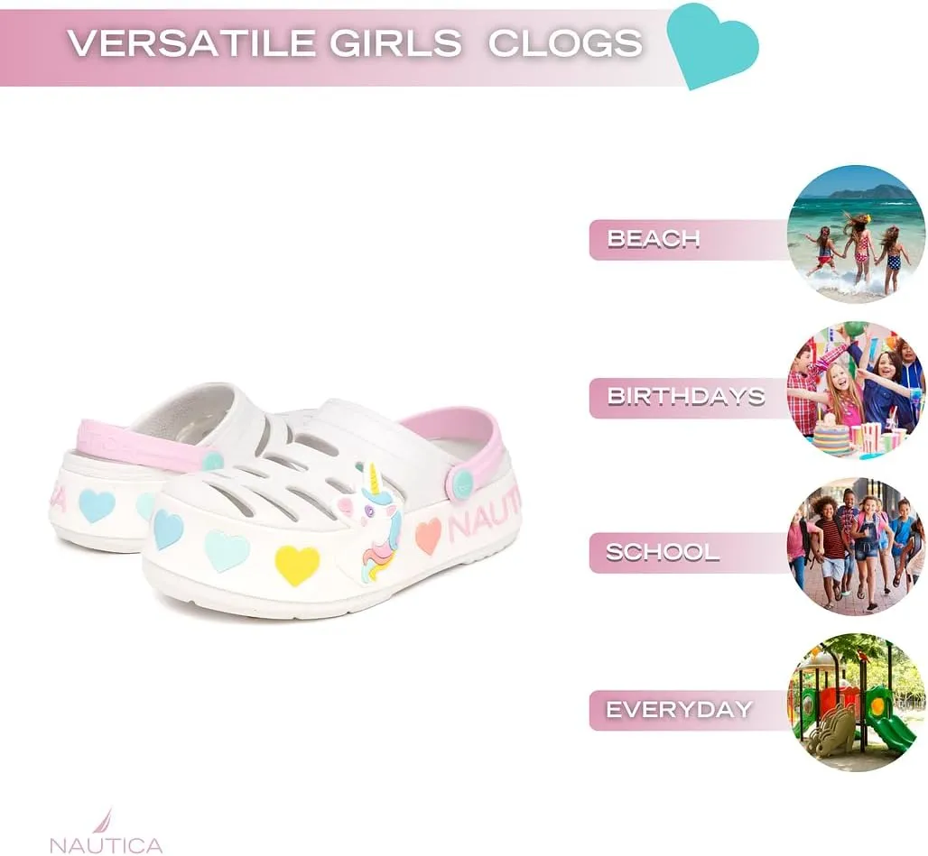 Nautica Kid's Girls Clogs Slip On Platform Slides Garden Shoes Water Sandals Beach Slipper for Children Indoor Outdoor