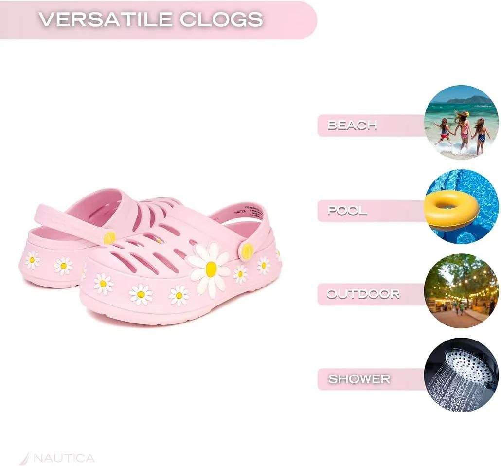 Nautica Kid's Girls Clogs Slip On Platform Slides Garden Shoes Water Sandals Beach Slipper for Children Indoor Outdoor