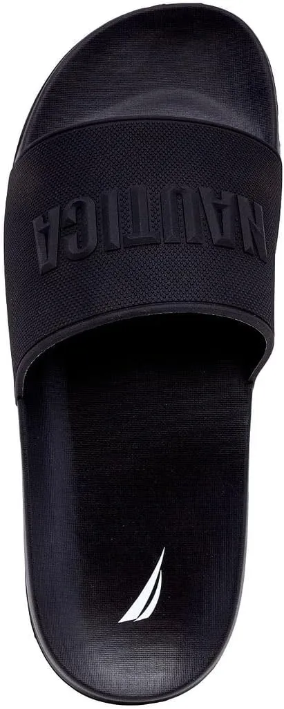 Nautica Men's Open Toe Slide Sandals - Comfortable Indoor & Outdoor Shower Slippers