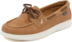 Nautica Women's Casual Boat Shoes, Moc-Toe Loafers with Cushioned Insole, Deck Fashion Sneaker