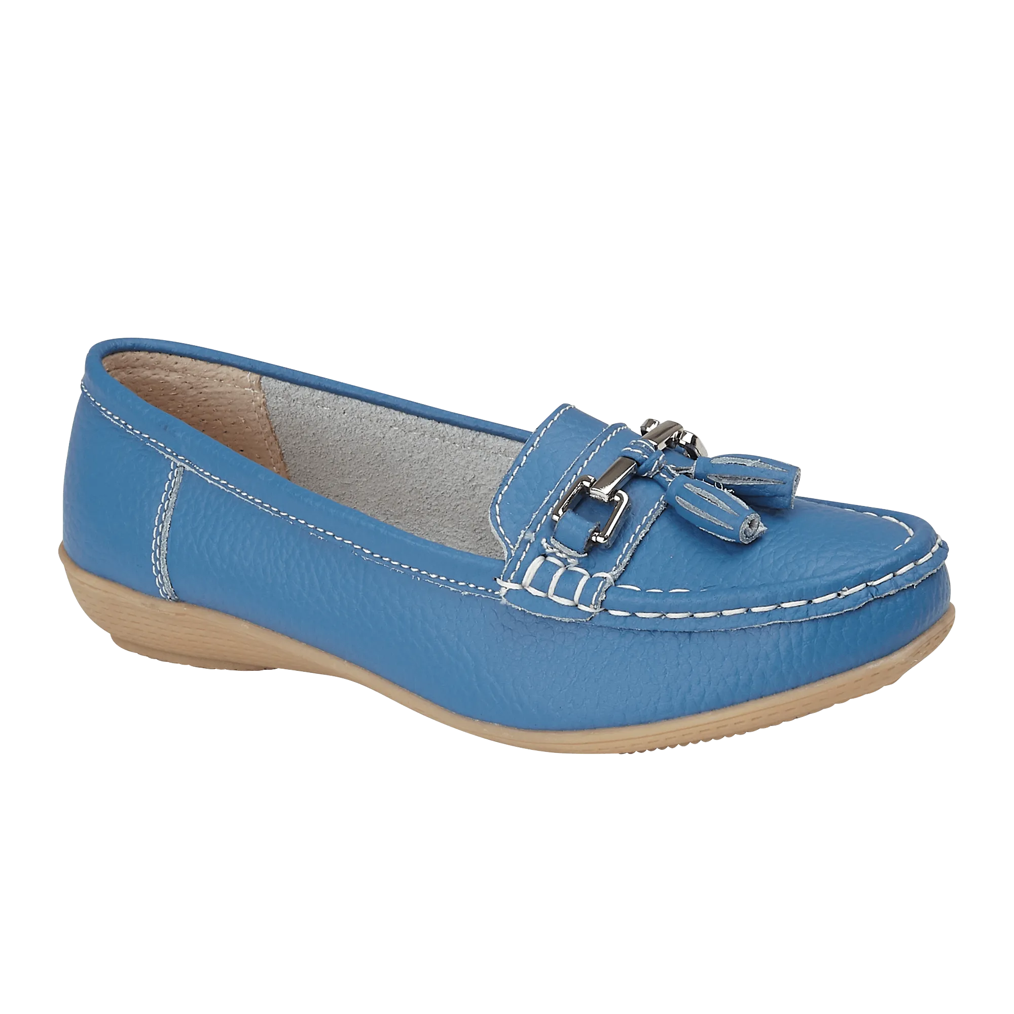 Nautical Ladies Leather Loafer - French Blue
