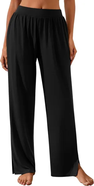 Neer Womens Lounge Yoga Pants Wide Leg Side Slit Sweatpants with Pockets Casual Loose Cozy Pant Comfy flowy Joggers