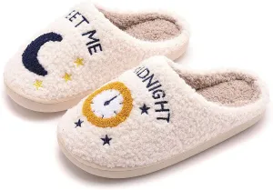 NEVEROLD Fun Cute Trendy Colorful Cartoon Illustrated Cozy Fluffy Plush Fur Slip On Cushion House Slippers for Women, Men, Girls, and Boys
