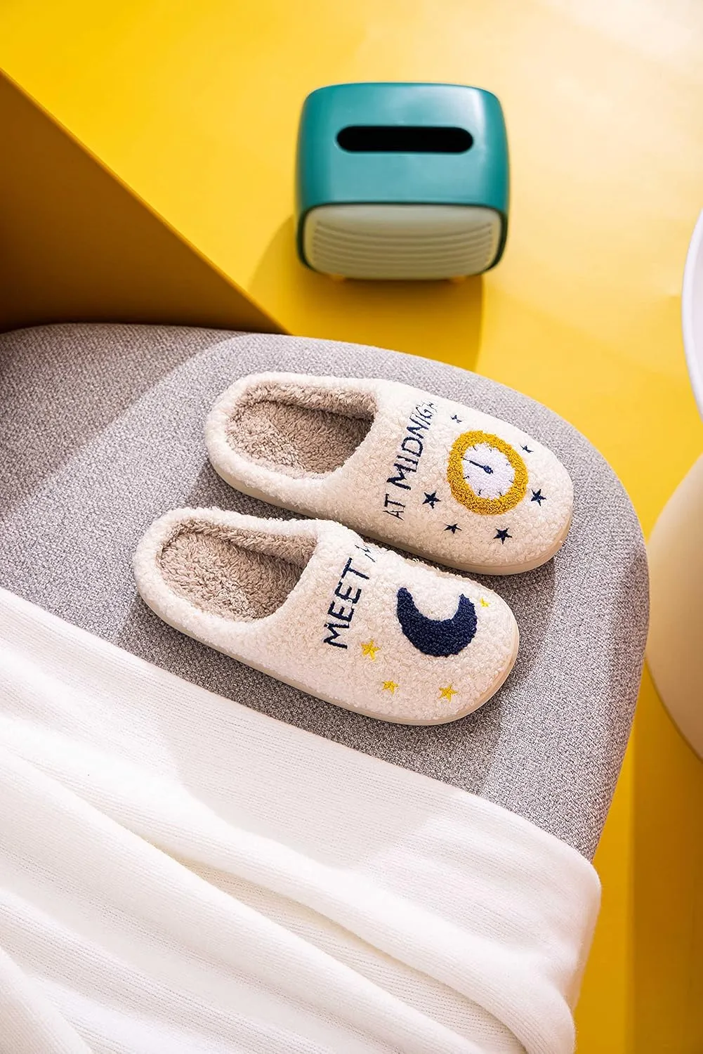 NEVEROLD Fun Cute Trendy Colorful Cartoon Illustrated Cozy Fluffy Plush Fur Slip On Cushion House Slippers for Women, Men, Girls, and Boys