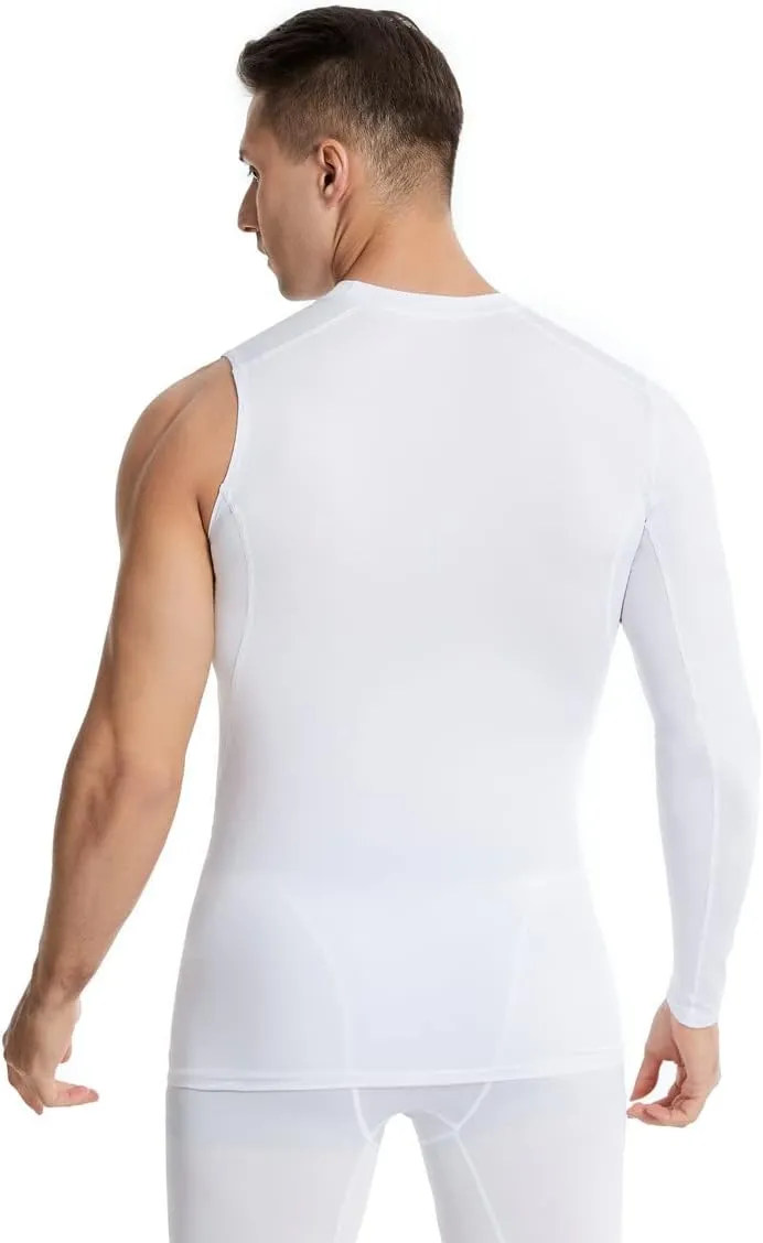 New Compression Shirts for Men 1/2 Single Arm Long Sleeve Athletic Base Layer Undershirt Gear T Shirt for Workout Basketball