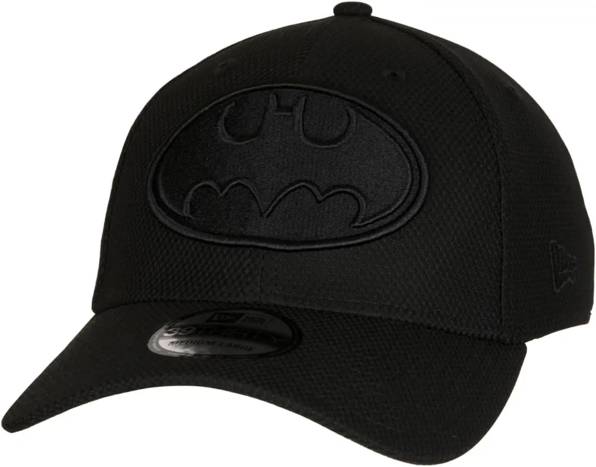 New Era Batman Symbol Black on Black 39Thirty Fitted Hat (as1, Alpha, m, l, Medium - Large)
