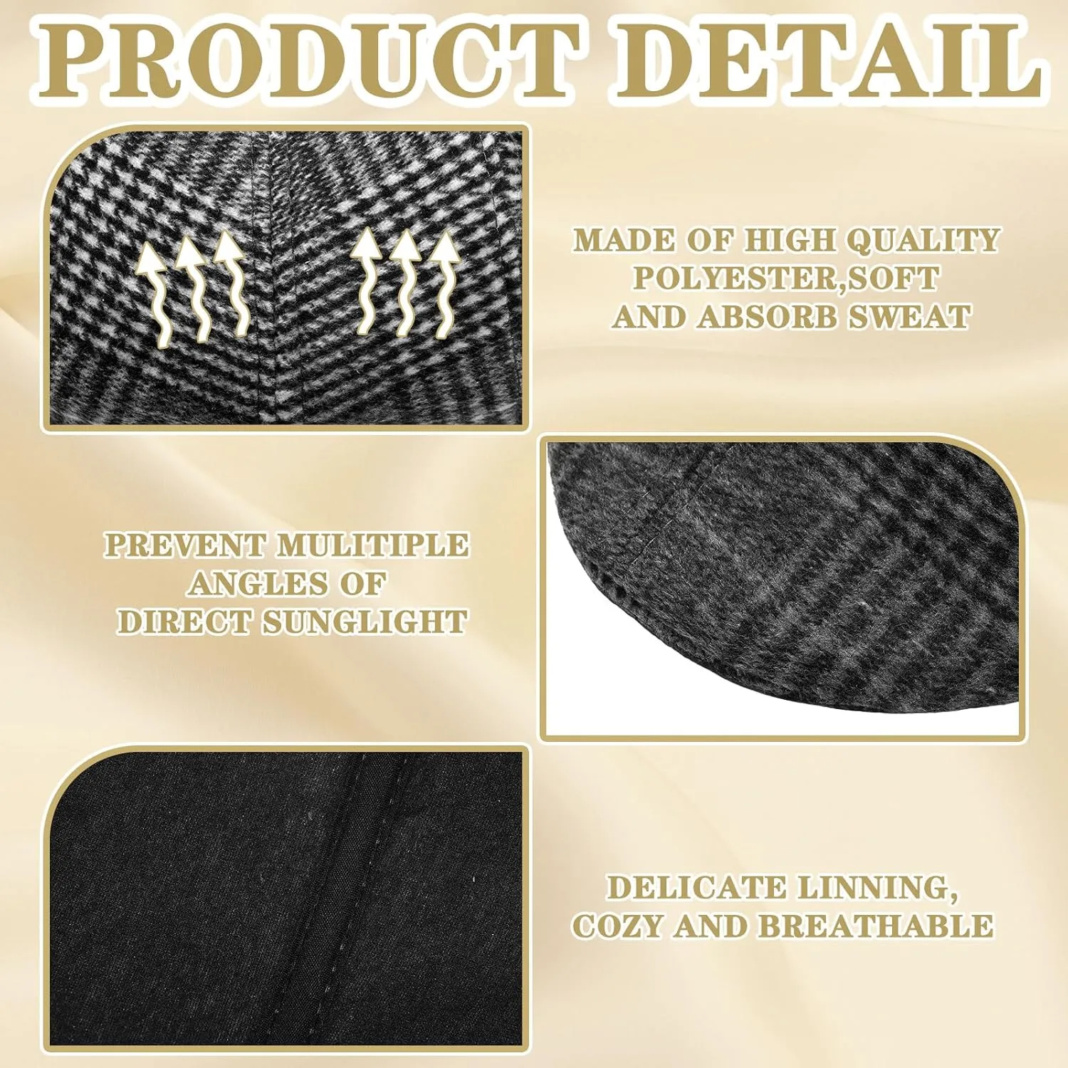 Newcotte 6 Pieces Newsboy Cap for Men Classic Herringbone Tweed Flat Cap Irish Beret Hat for Cabbie Driving Hunting