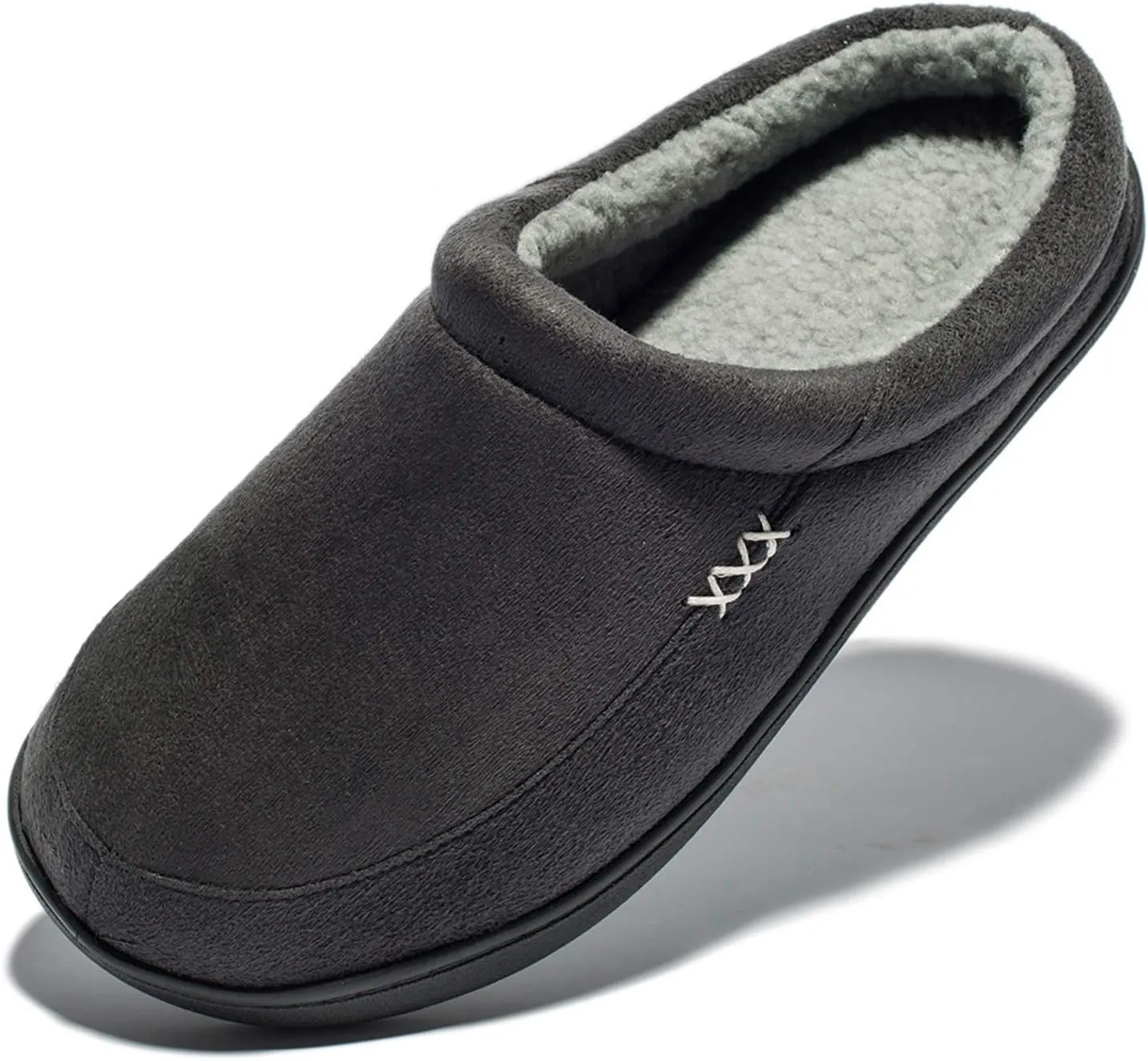 NewDenBer Men's Warm Memory Foam Suede Plush Fleece Lined Slip on Indoor Outdoor Clog House Slippers