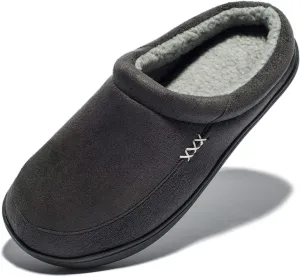 NewDenBer Men's Warm Memory Foam Suede Plush Fleece Lined Slip on Indoor Outdoor Clog House Slippers