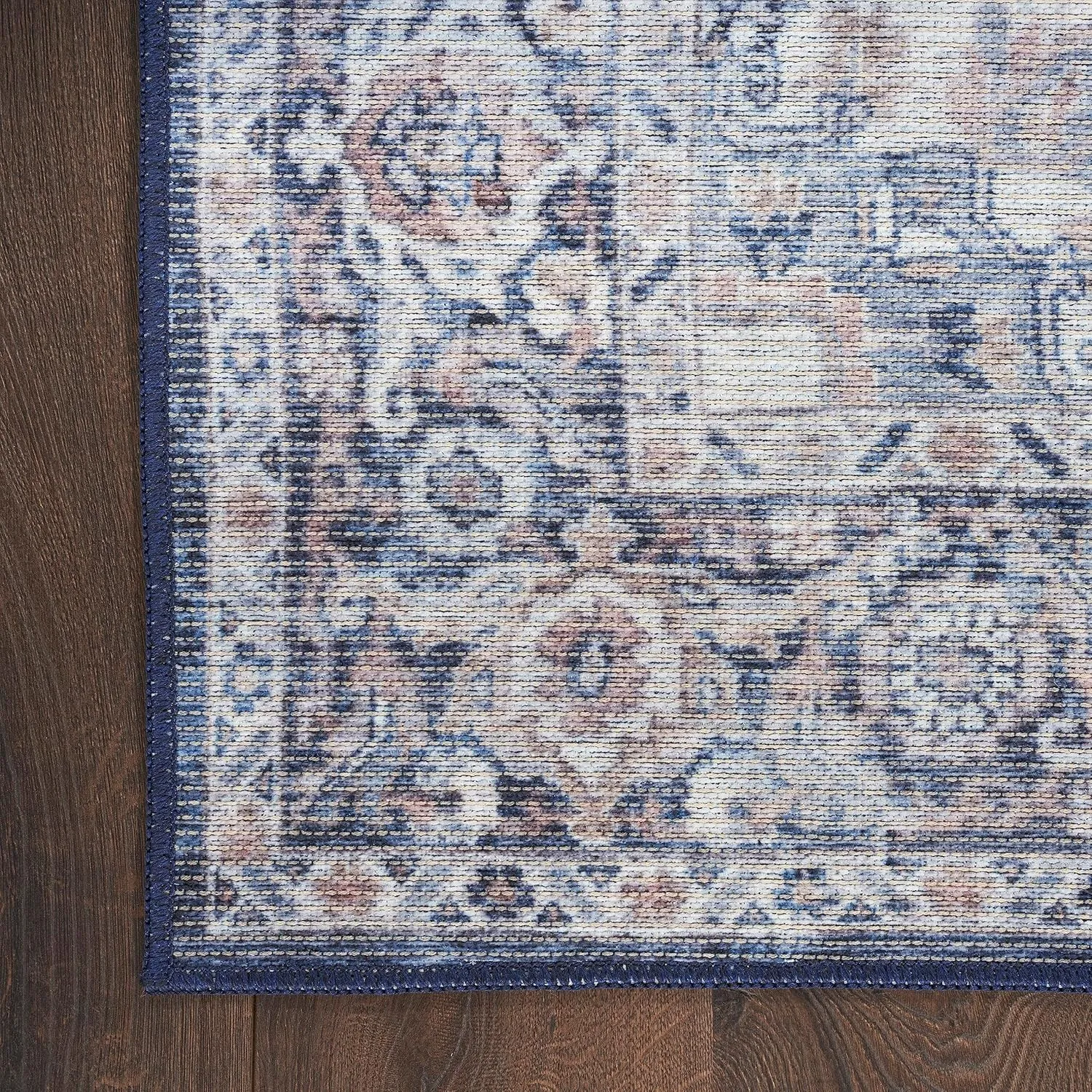 Nicole Curtis Machine Washable Series 1 Traditional Ivory Navy 5'3" x 7'3" Area -Rug, Easy -Cleaning, Non Shedding, Bed Room, Living Room, Dining Room, Kitchen (5x7)