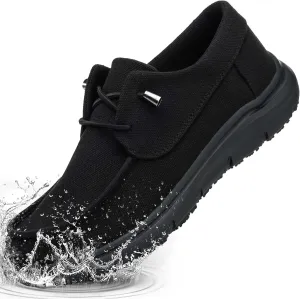 Non Slip Work Shoes Men Women Zapatos antideslizantes para Mujer Slip On Waterproof Slip Resistant Walking Loafers Food Service Chef Kitchen Restaurant Black