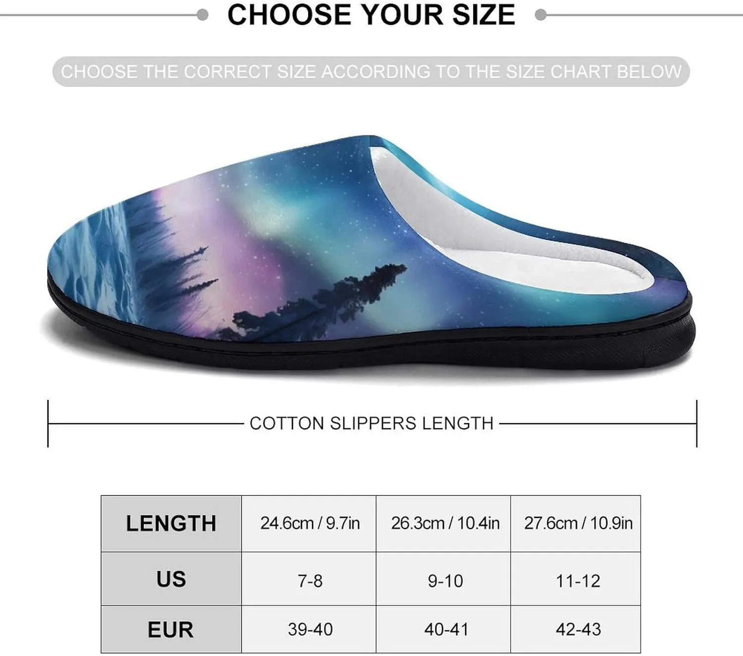 Northern Lights Natural Landscape Women's Cotton Slippers with Memory Foam Sole Slip On House Shoes Outdoor Indoor